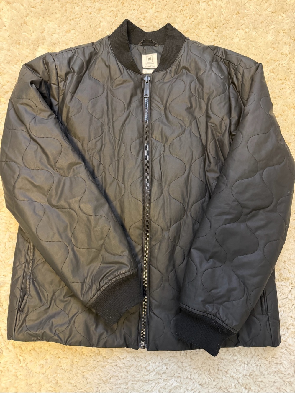 GAP Black Quilted Bomber Jacket